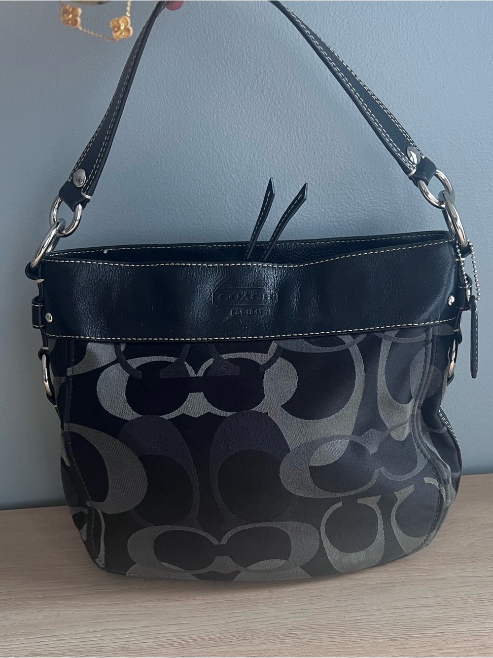 Vintage Coach Zoe Optic Signature Hobo Shoulder Bag